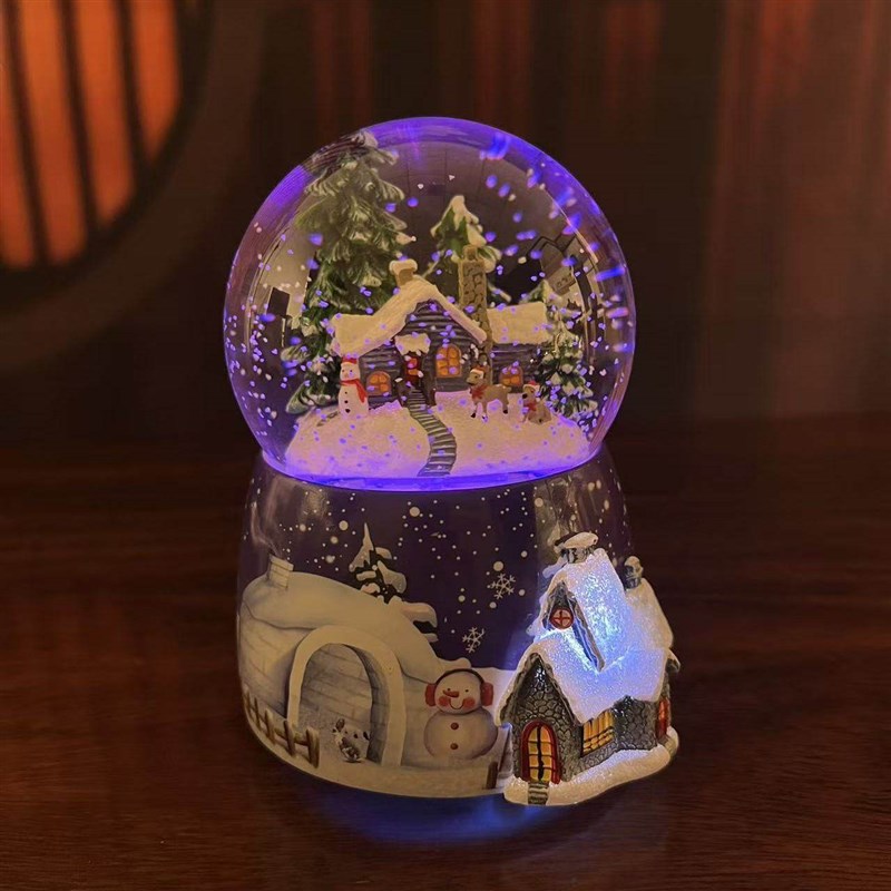 发光自动飘雪旋转水晶球音乐盒八音盒送男女生日礼物朋友圣诞礼品