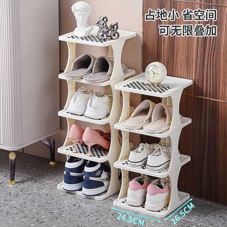 简易鞋架家用门口入门夹缝小型宿舍鞋柜办公室多层防尘鞋架子收纳