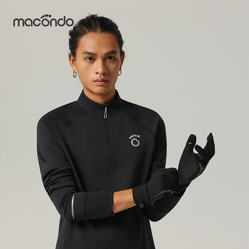 马孔多男女秋冬加绒跑步手套4代内里加绒保暖锁温贴合肌肤户外