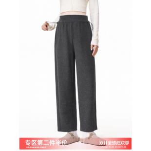 MASANON孕妇加绒裤2025新款小个子无托腹加厚保暖直筒裤秋冬外穿