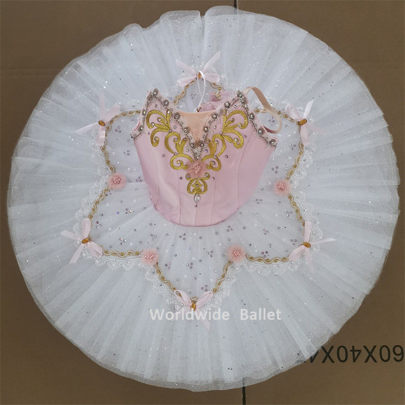 睡美人花仙子变奏芭蕾舞裙儿童量身定制演出TUTU裙粉色比赛表演服