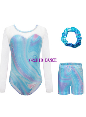 儿童专业体操训练服长袖练功服小学生团体比赛服女演出紧身连体服