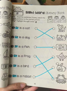 点读版Sight Word Fluency Check趣味连线高频词阅读理解涂色练习
