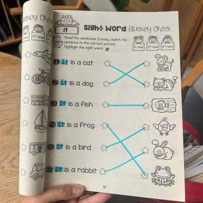 点读版Sight Word Fluency Check趣味连线高频词阅读理解涂色练习