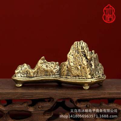创意新款古铜器实心假山笔架办公书房桌面镇纸茶宠摆件装饰工艺品