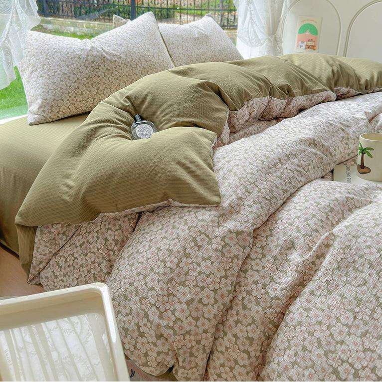 a类小清新床单四件套秋季碎花被套南通家纺床上用品三件套被罩