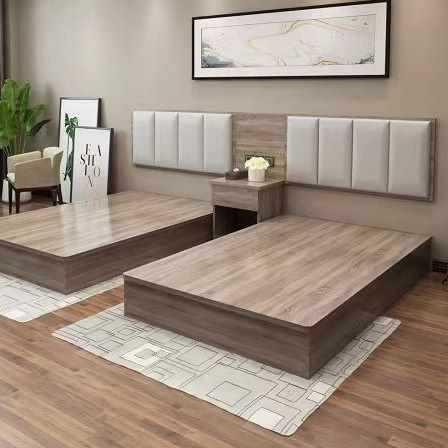 酒店床宾馆家具标间全套客房公寓大床单双人民宿快捷旅馆家具