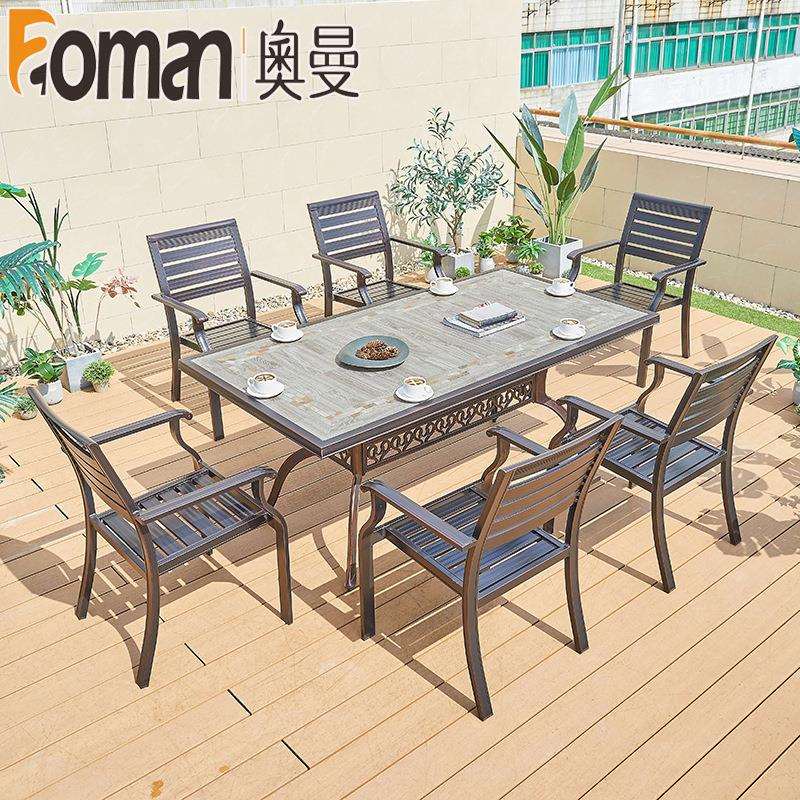 户外铸铝小桌椅组合三件套简约庭院休闲铁艺烧烤露台露天花园阳台