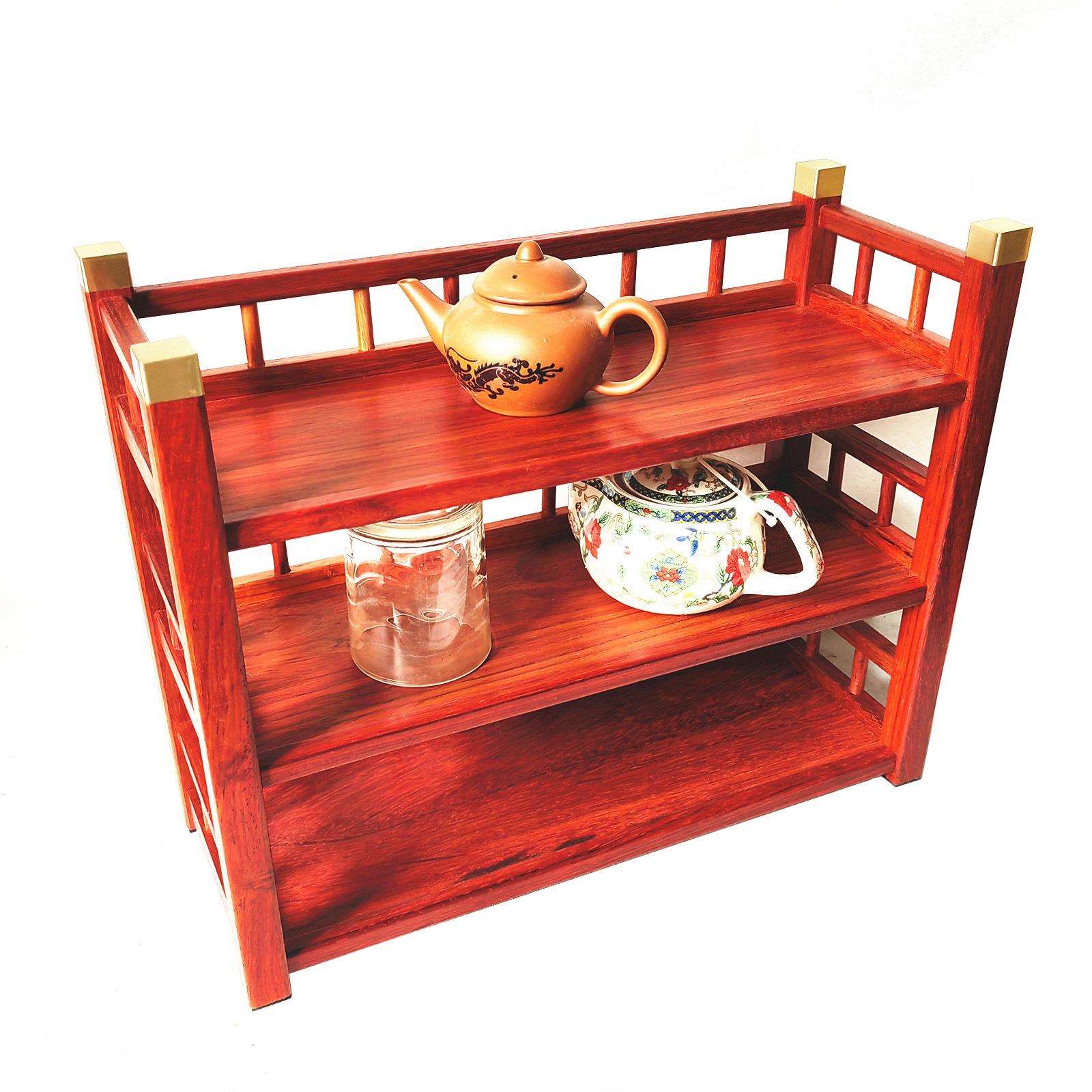 工厂非洲红花梨木桌面茶具茶杯茶壶置物架博古架紫砂壶收纳架
