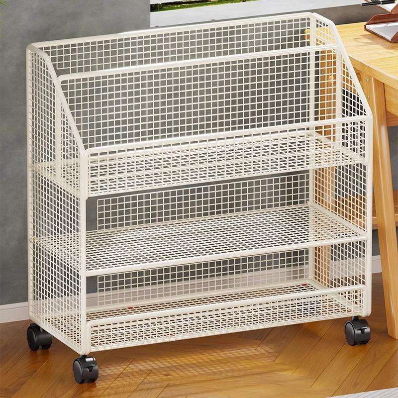 书架落地置物架办公室工位可移动带轮文件柜子客厅杂志收纳小推车