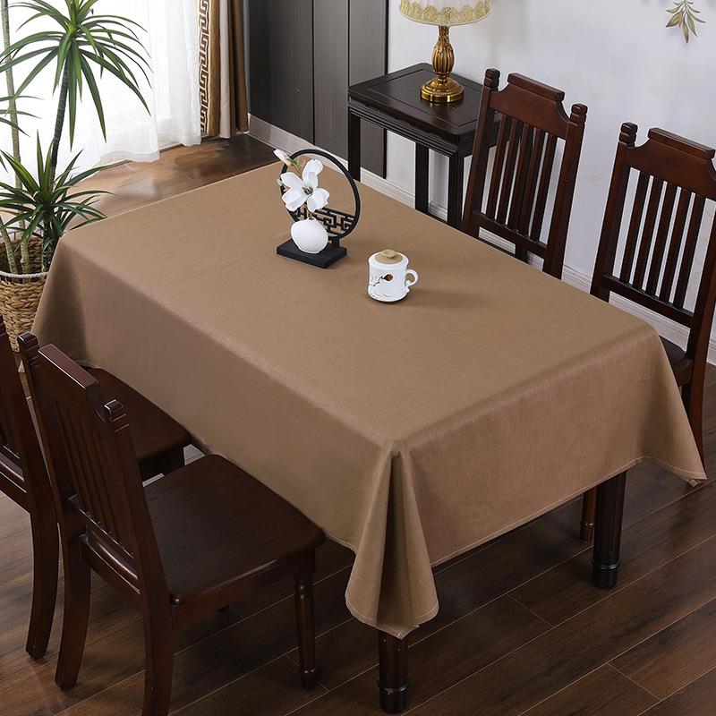 纯色棉麻棕色桌布法式简约百搭长条桌布防油耐脏家居茶几方桌布