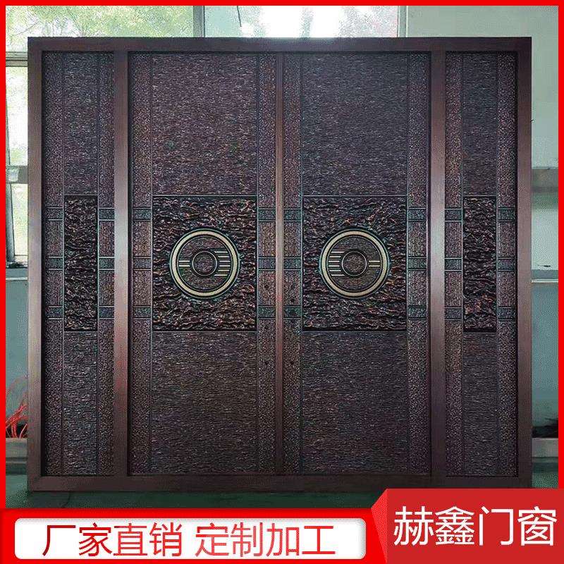 铜铝门仿铜门对开进户大门别墅四开农乡村铝合金防盗推拉双开大门