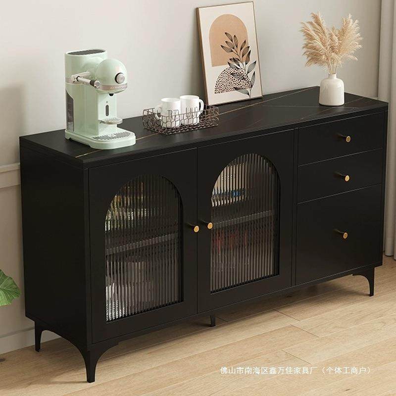 岩板餐边柜多功能茶水柜客厅复古风黑色厨房靠墙收纳储物柜吧台柜,3C数码配件,USB灯,淘宝优惠券,粉丝福利购,淘宝优惠卷