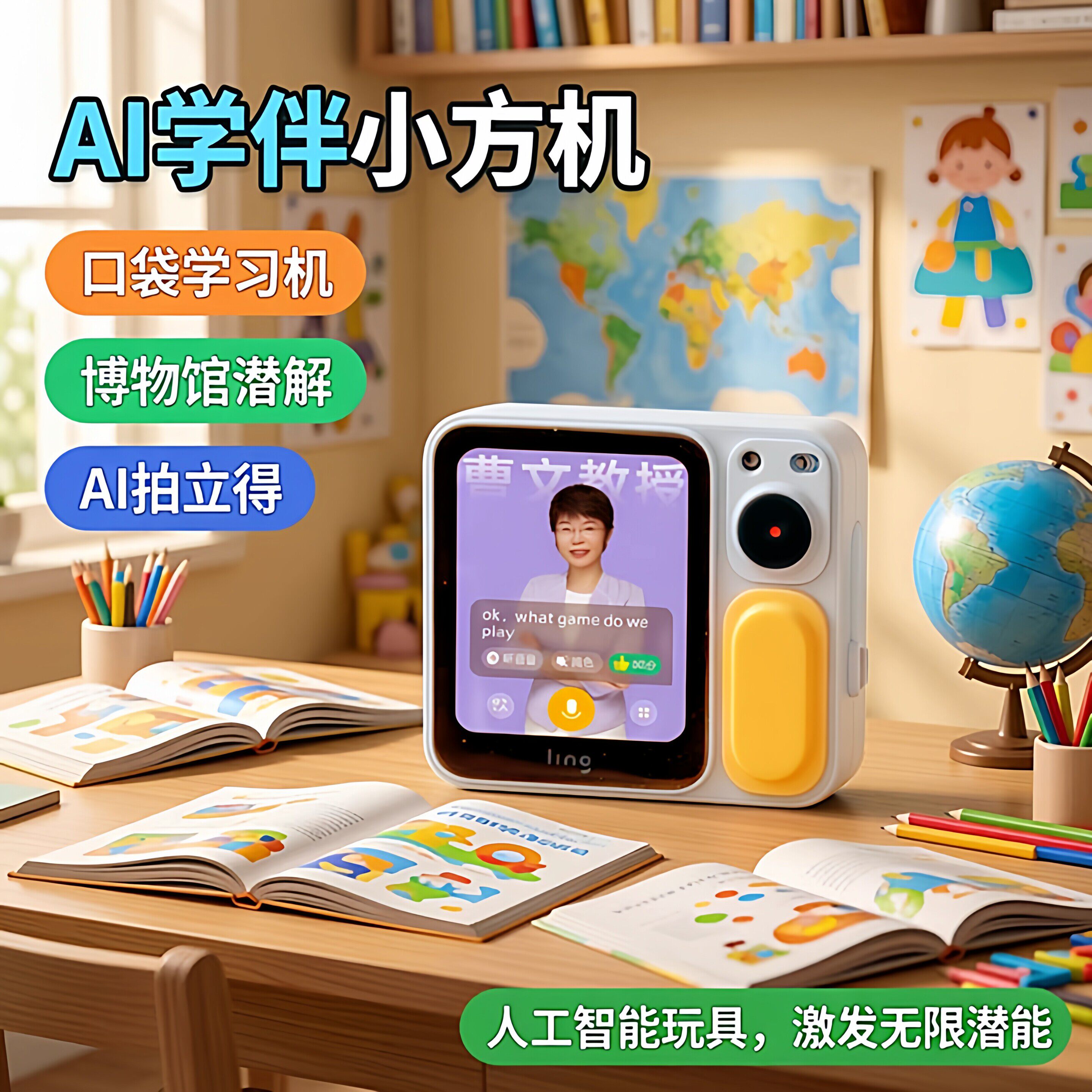 灵宇宙AI学伴小方机 口袋学习机博物馆讲解AI拍立得人工智能玩具