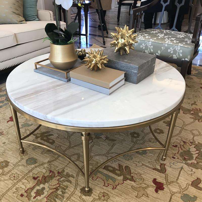 北欧不锈钢大理石圆形茶几轻奢小户型家具设计师款金属客厅圆桌子