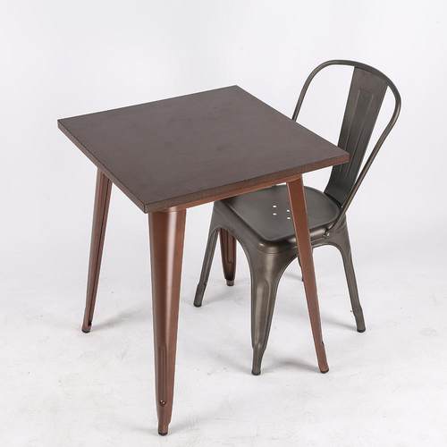 简约现代铁艺方桌酒吧快餐店金属餐桌商用奶茶店工业风接待桌子