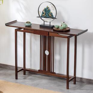 胡桃木新中式玄关桌玄关台端景柜靠墙家用实木长条几香案小供桌子