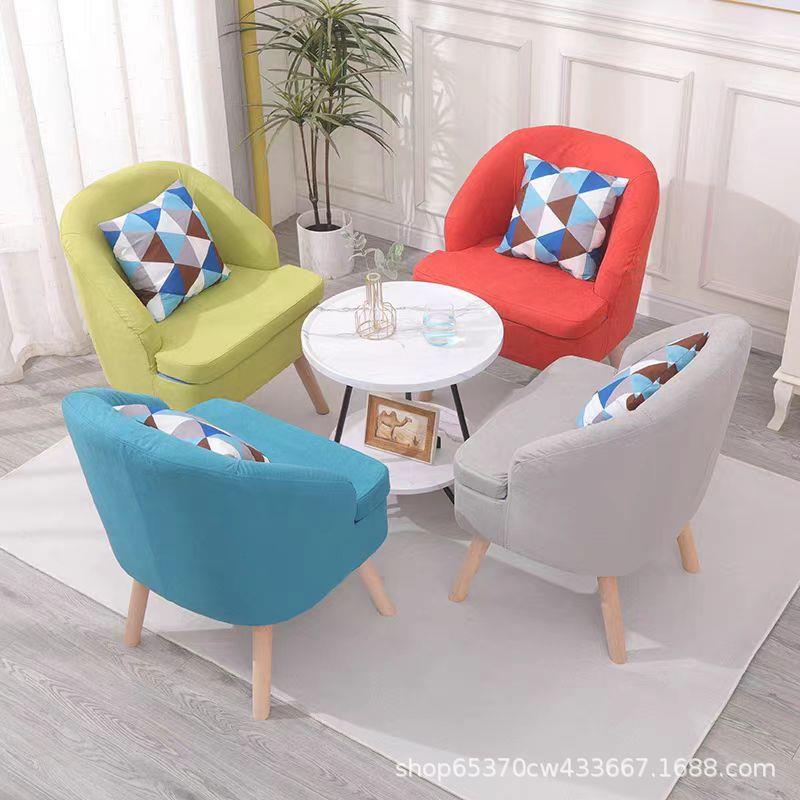 民宿沙发单人椅一人位卧室靠背椅小户型实木阳台休闲椅单人沙发椅