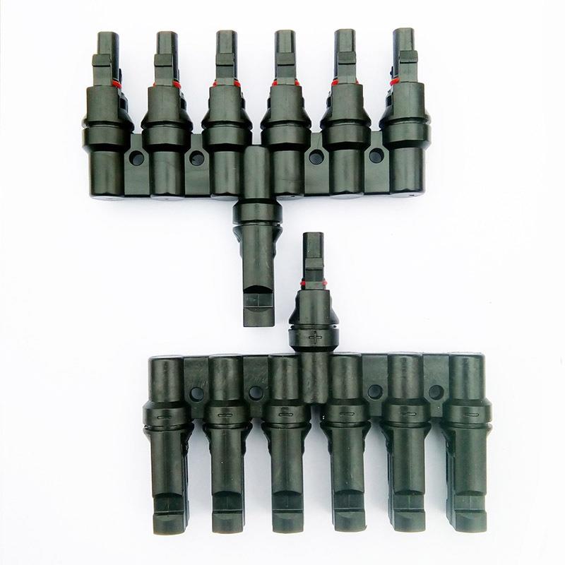 现货MC4太阳能光伏连接器T型七通分支器四转一IP67防水防水插头