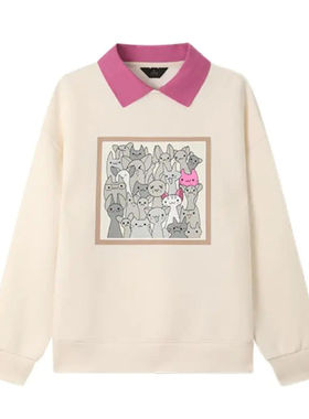 专柜价699【语】时尚简约假两件polo领长袖卫衣30299/天-75