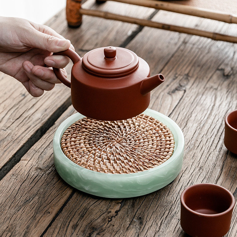 德化羊脂玉白瓷圆形陶瓷茶盘壶承储水茶台家用托盘干泡盘玉石盘面