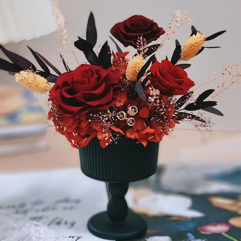 永生花红玫瑰绣球永生花杯子桌花高颜值生日礼物家居摆件节日礼物