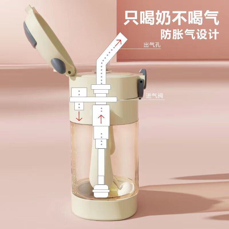 儿童吸管杯学饮杯鸭嘴杯防摔防漏防呛喝水杯背带夏季外出携带水瓶