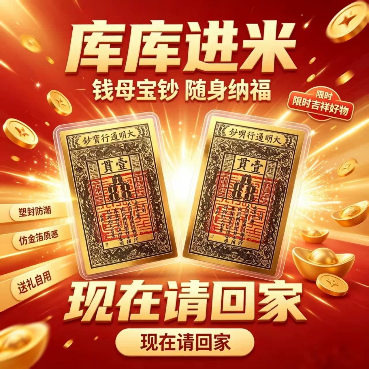 招财纳福国风大明通行宝钞摆件