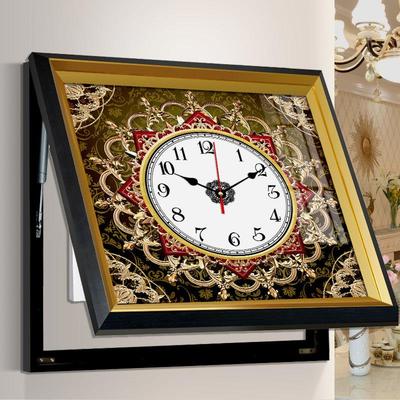 唐卡晶瓷遮挡电表箱装饰画带钟表配电箱免打孔电闸盒挂画创意挂钟