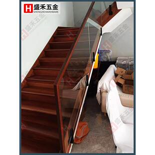 实心重型楼梯扶手玻璃固定夹垂直脚碳钢免冲孔实木扶手栏杆护栏底