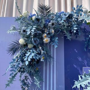 雾霾蓝新款婚庆大款全套仿真绢花装饰花排T台路引婚礼花艺结婚