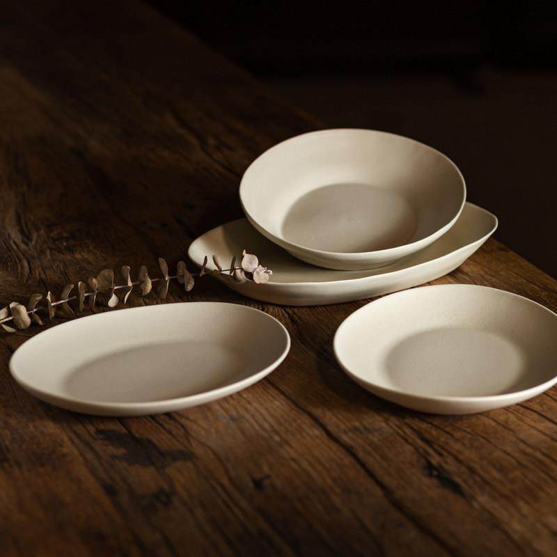 素火哑光米白椭圆盘浅盘深盘鱼盘异型早餐盘茶点盘甜品果盘炒菜盘,餐饮具,盘,淘宝优惠券,粉丝福利购,淘宝优惠卷