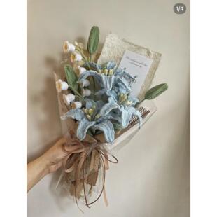 手工编织百合diy钩织花束成品铃兰花毛线钩织仿真花送女友闺蜜