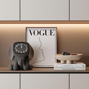 简约现代小飞象时钟摆件入户玄关钥匙收纳客厅样板间装饰软装搭配