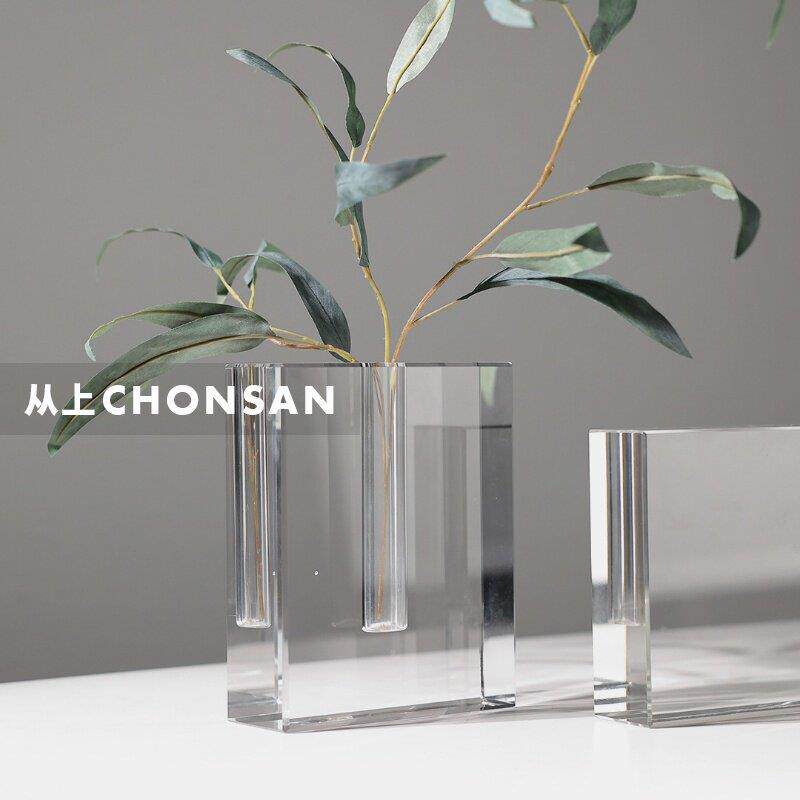 现代简约轻奢风水晶小花瓶花器创意家居客厅样板间餐桌装饰品摆件