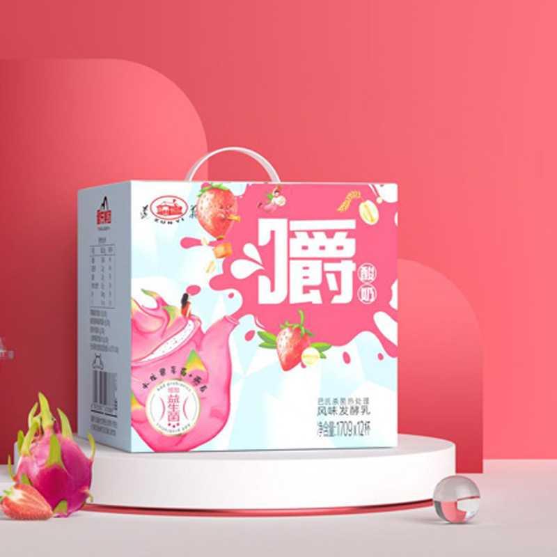 遵义嚼酸奶170g*12杯风味燕麦草莓火龙果爆浆谷物早餐嚼着吃