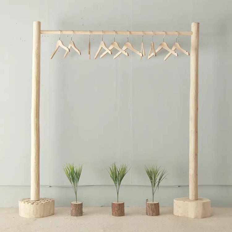 实木质中岛架树枝置物架挂衣架服装店落地式展示架衣帽架子挂衣杆