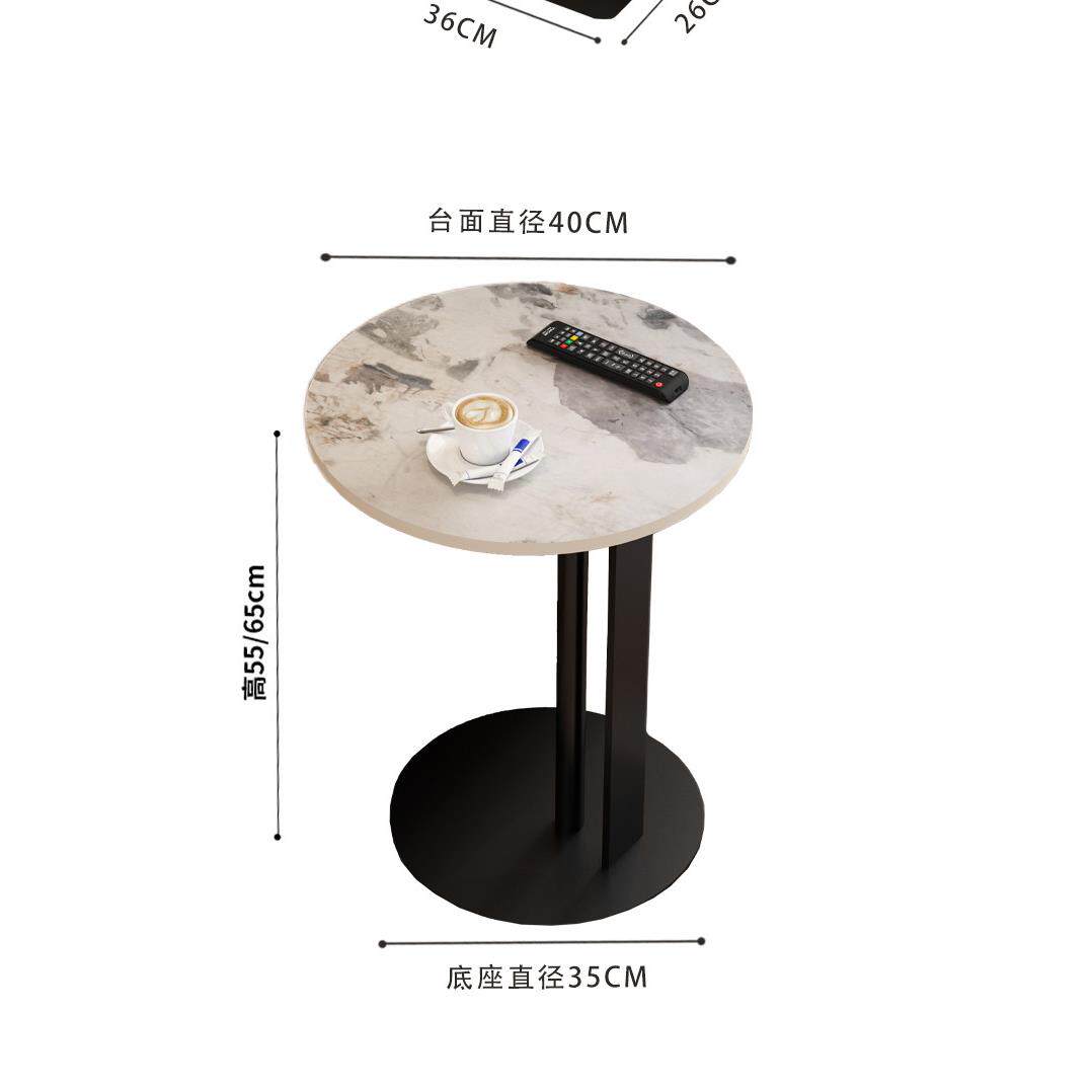 意式轻奢岩板沙发边几圆形角几创意可移动小茶几阳台卧室小圆桌in