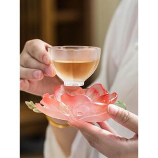 心缘堂琉璃腊梅茶杯托十二花神牡丹烛台茶席置景杯垫功夫茶道配件
