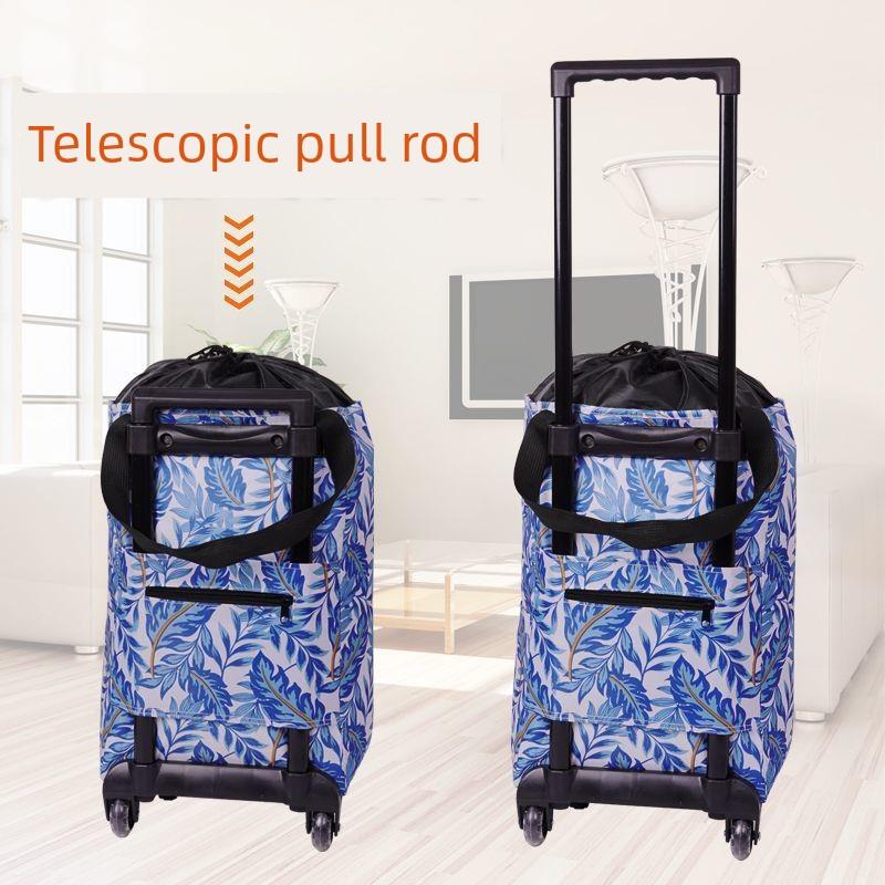 杂货店购物车购物车手推车轮子袋家用工艺品超市手推车折叠手提式