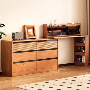 全实木化妆台斗柜一体伸缩现代简约卧室2025新款化妆桌梳妆收纳柜