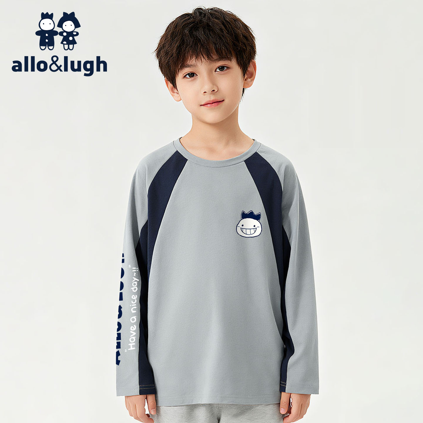 阿路和如男童秋装儿童春秋T恤跑步休闲运动长袖大童新款羽毛球服