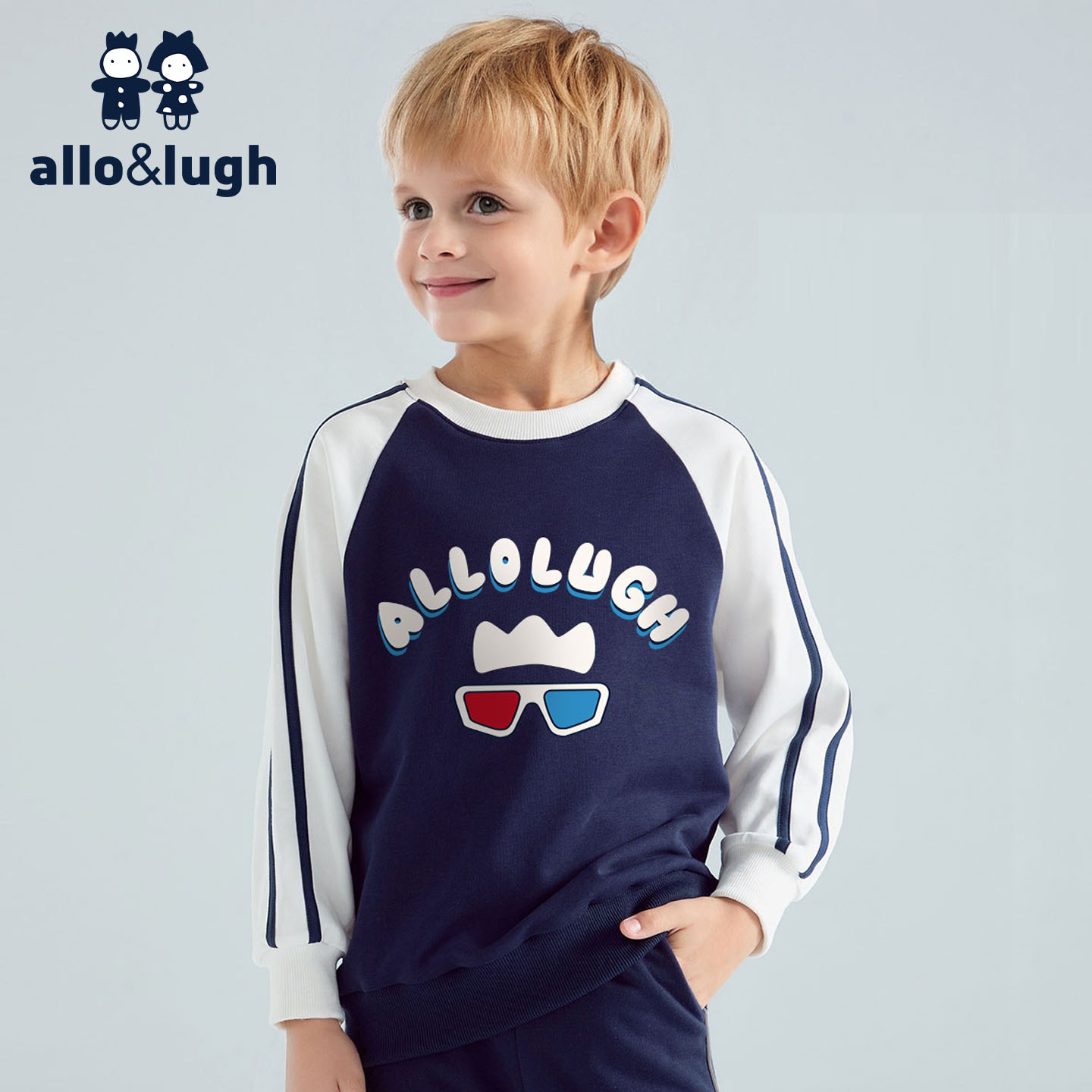 阿路和如儿童卫衣2025春秋冬季新款韩版男童学院风上衣衣服外套