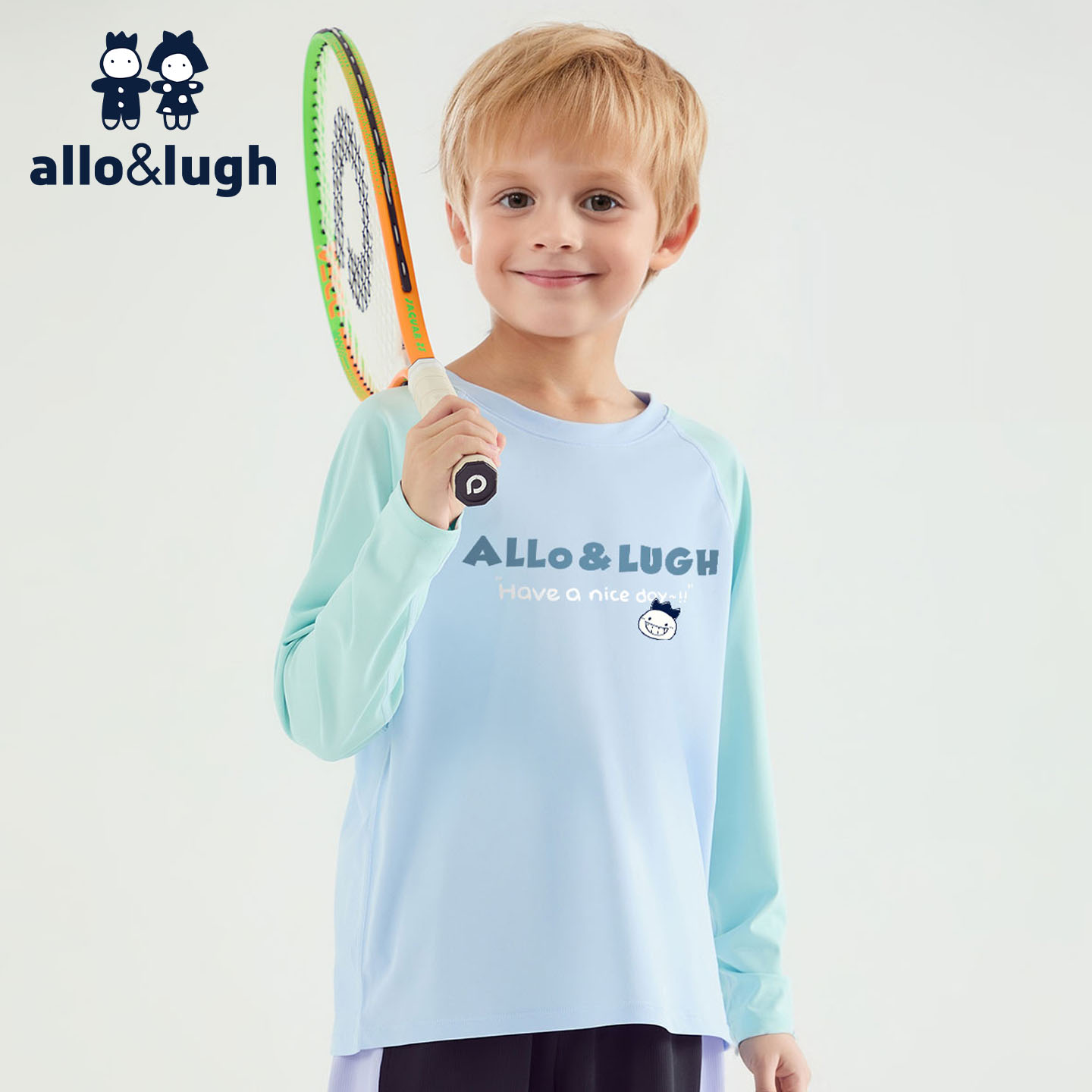 阿路和如男童秋季长袖t恤上衣插肩袖体恤衫儿童新款男孩打底衫