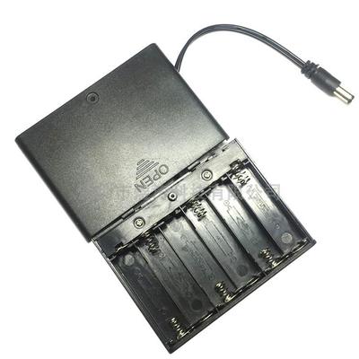 全密封5号6节带盖带开关电池盒 六节五号 AA 9V 有盖带DC头电池座