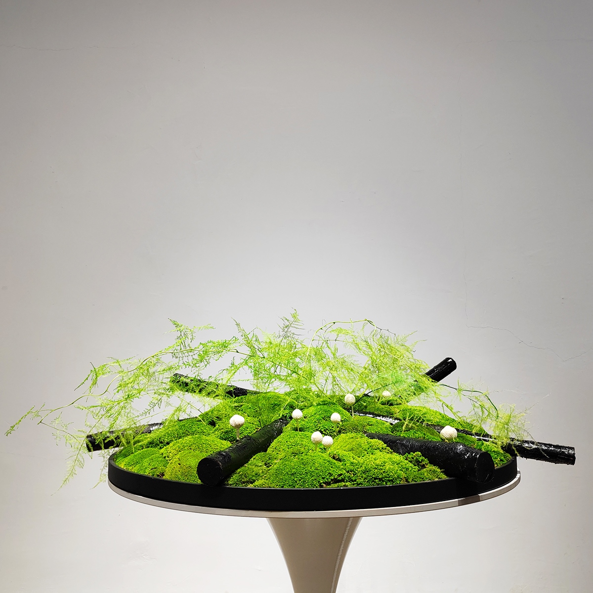 新中式永生苔藓植物盆景大型餐桌绿植摆放酒店会所包房圆盘装饰品