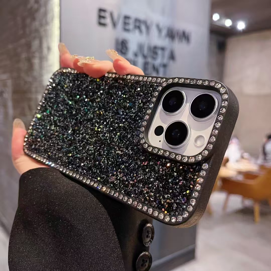 怒推 时尚网红潮牌苹果手机壳高级感闪粉亮片带钻iPhone16Pro15手机壳11奢华12Pro保护套plus