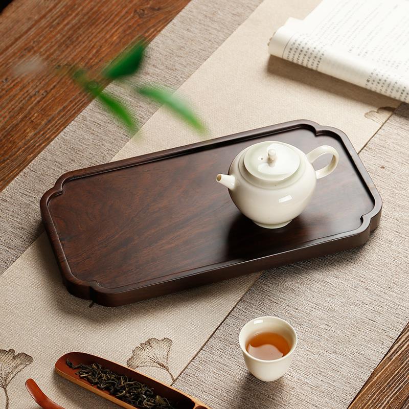 黑檀木茶盘实木家用小号迷你干泡台中式简约奉茶托 托盘日式茶具