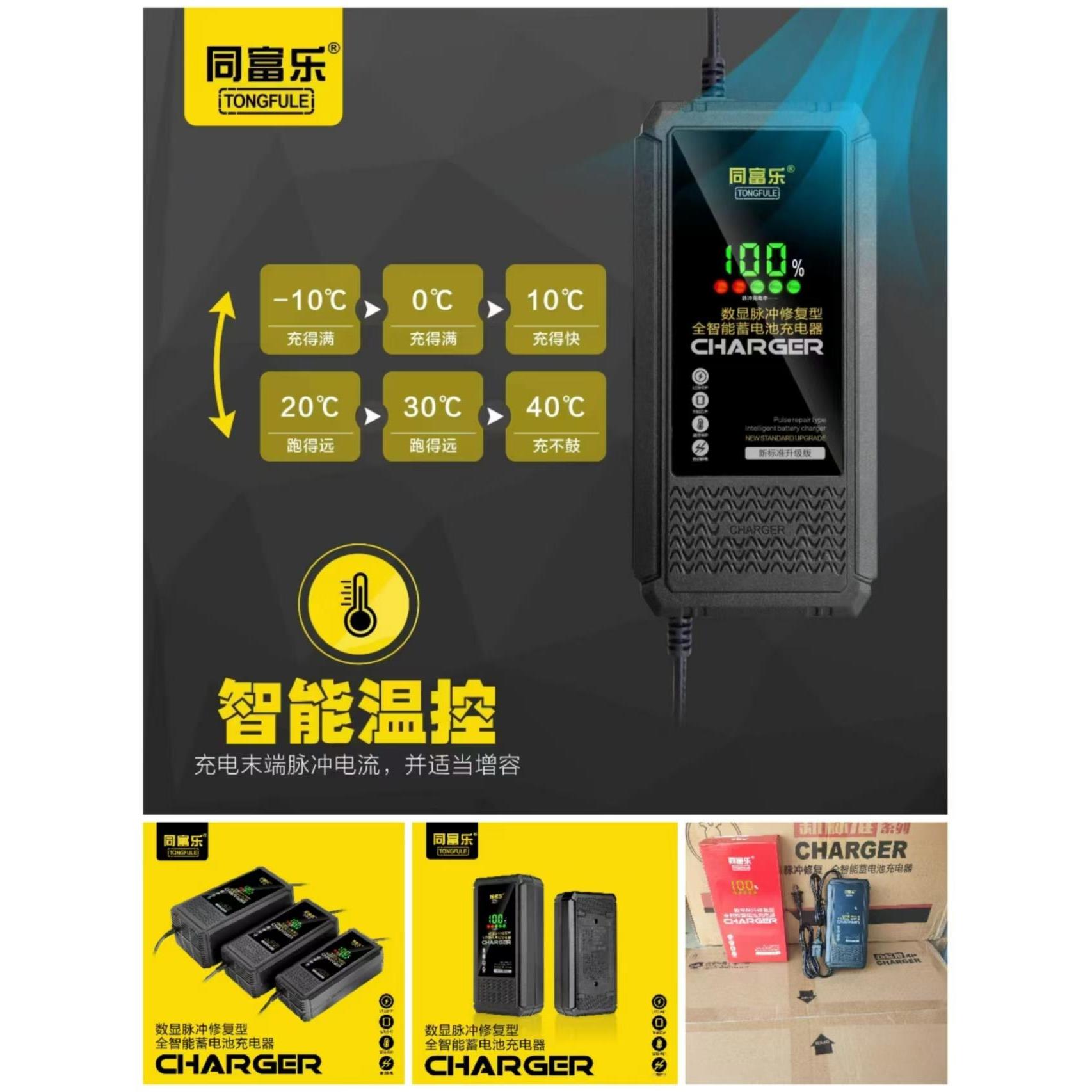 原装全智能电动汽车充电器升级版数字显示脉冲修覆铅酸电池充满电