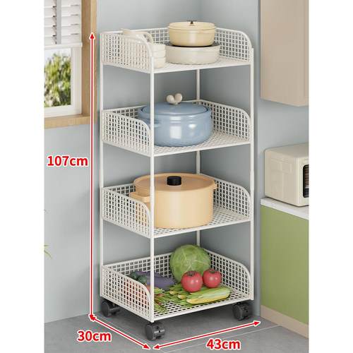 厨房置物架可移动多层架子家用多功能落地带轮放蔬菜分层收纳推车